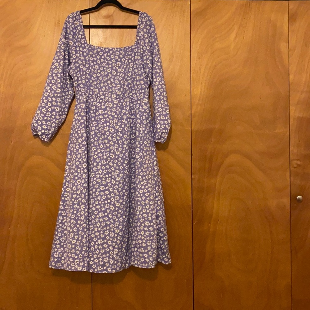 Purple Floral Midi Dress SHEIN Curve